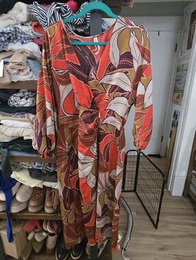 Anthropologie Floral Wrap Midi Dress